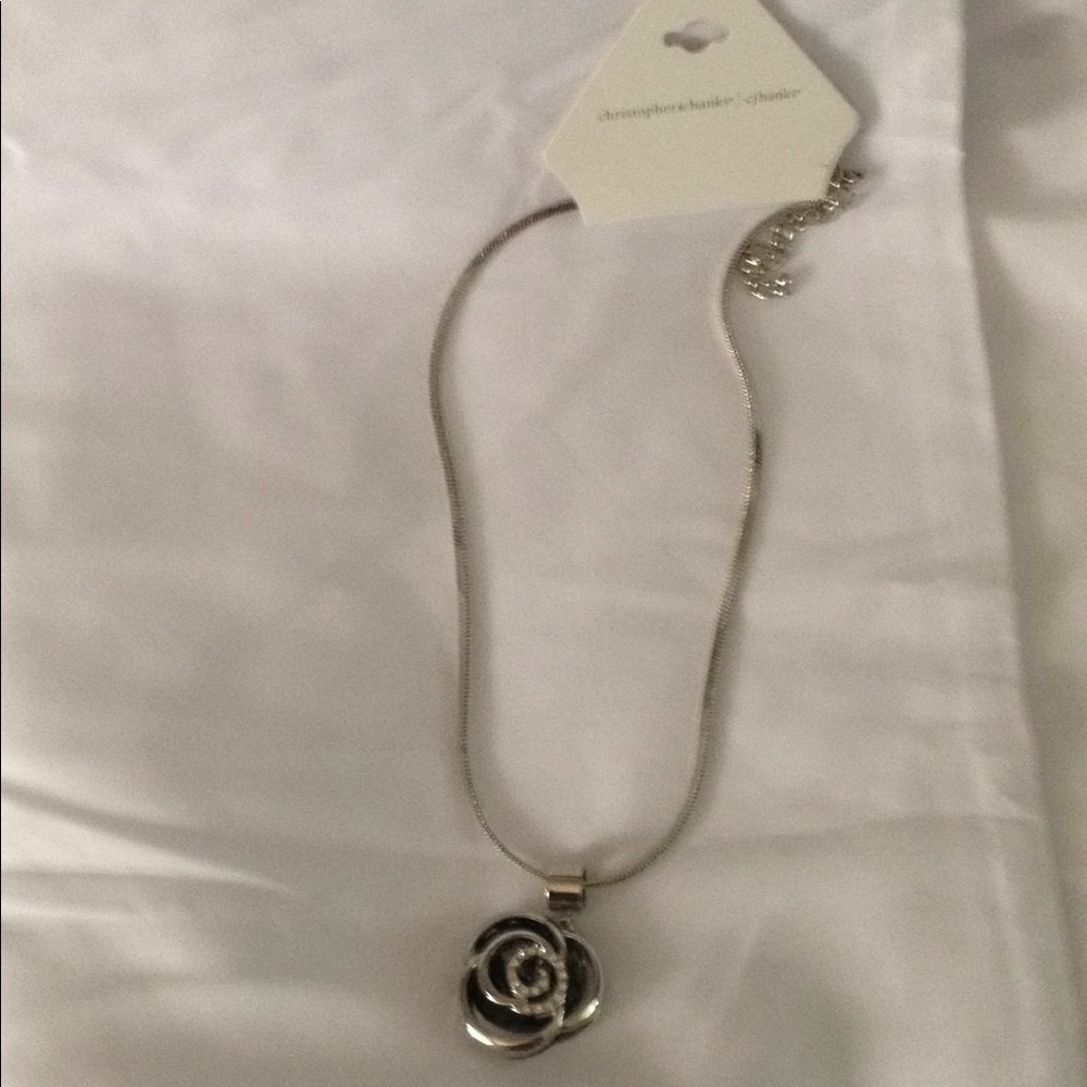 Silver toned rose adjustable necklace